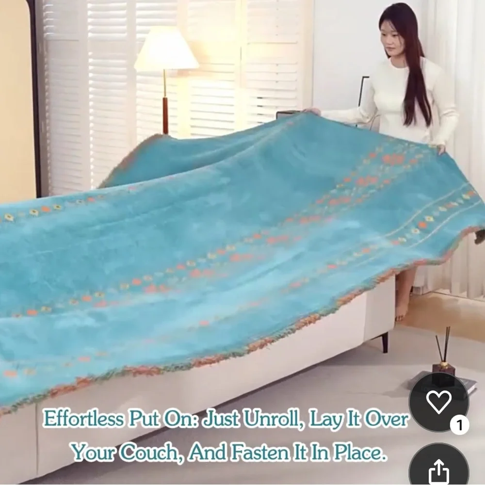 Blue Geometric Sofa Cover